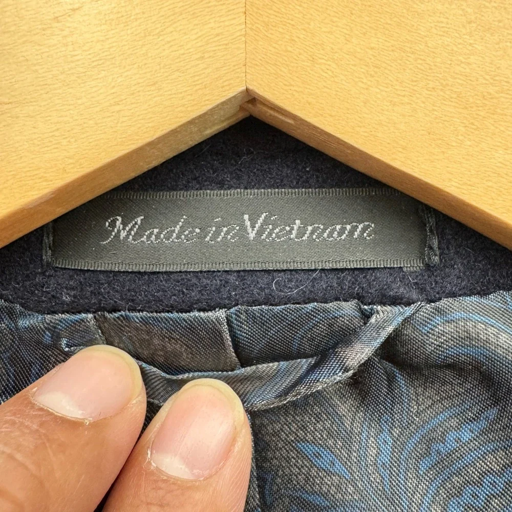 Lauren Ralph Lauren Wool Silk Cashmere Blazer Mens 44L Navy Blue Long Dress‎